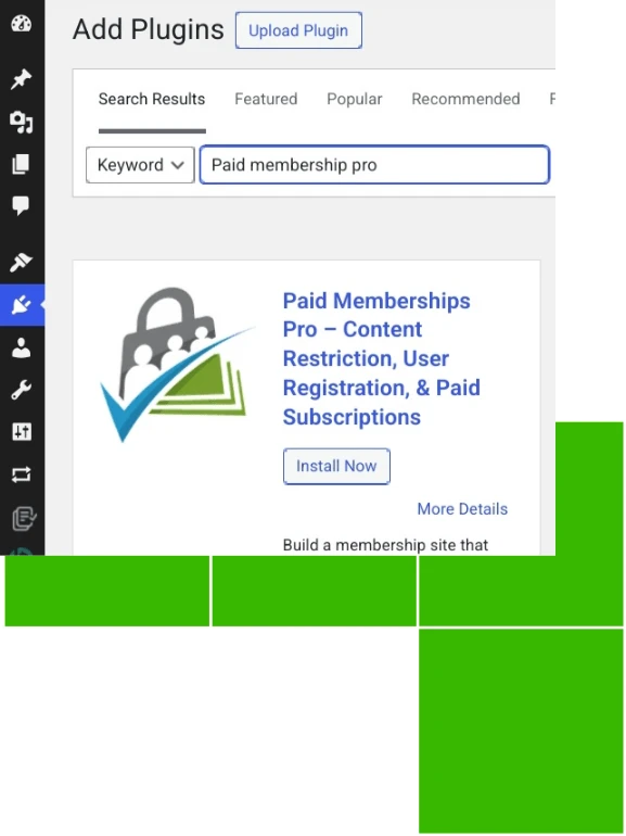 Paid membership pro wordpress plugin installation page