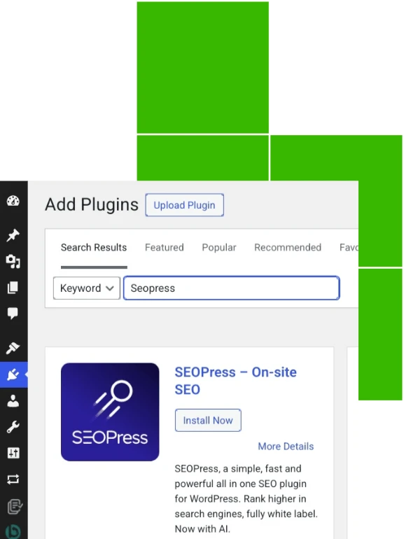 SEOpress wordpress plugin installation page