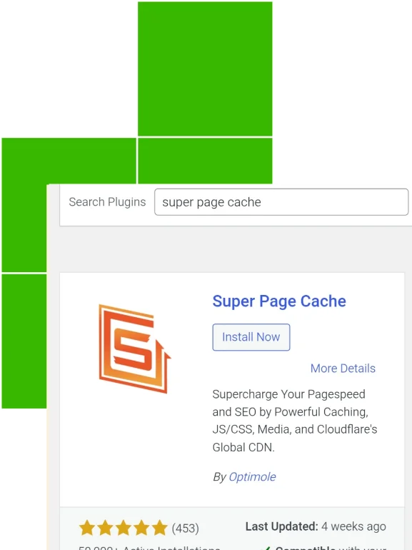 Super Page Cache wordpress plugin installation page