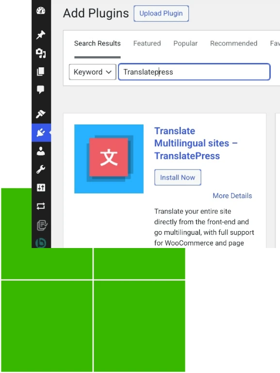 TranslatePress wordpress plugin installation page