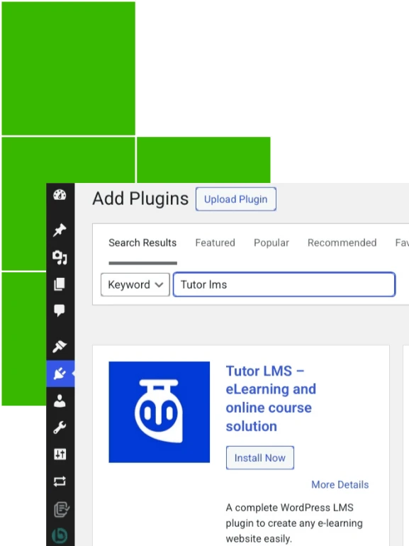 Tutor LMS wordpress plugin installation page